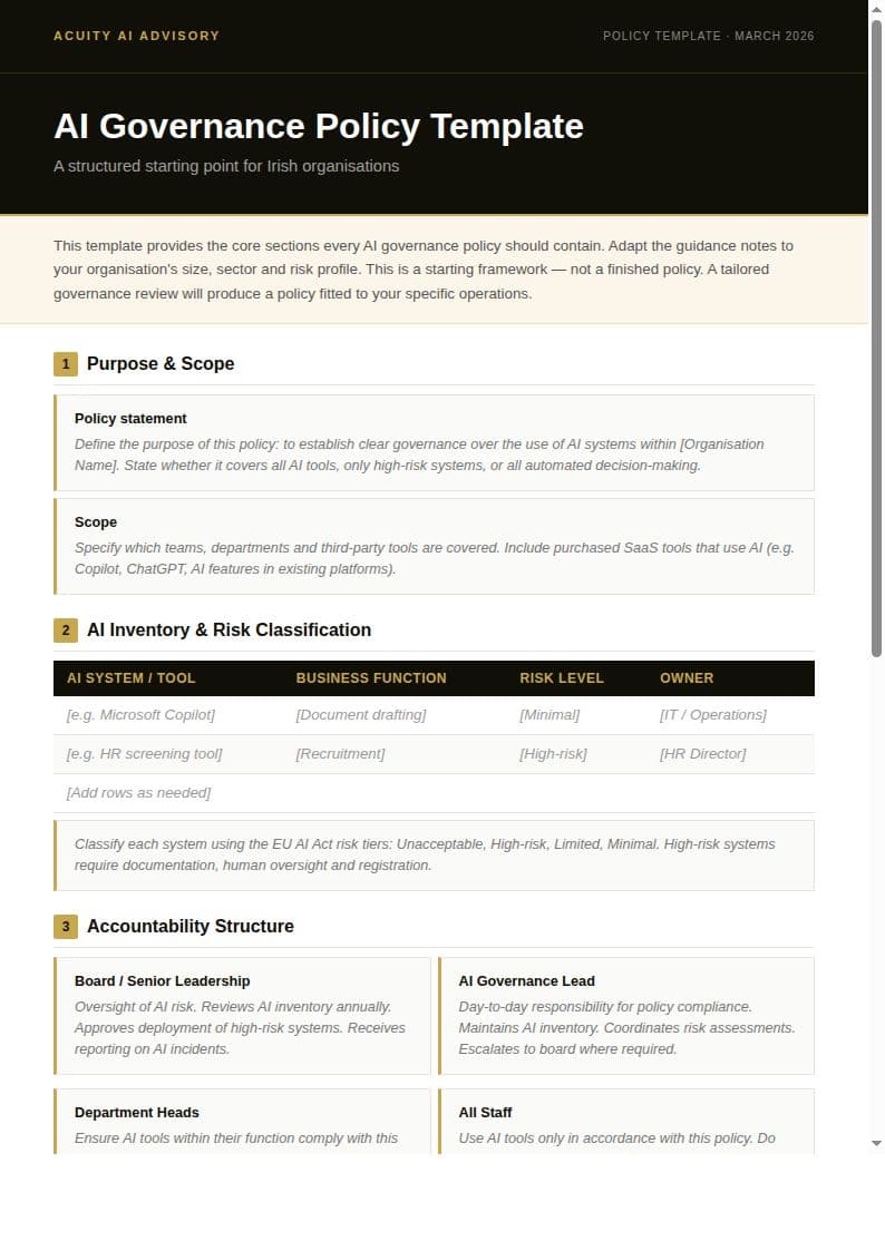 Preview of AI Governance Policy Template